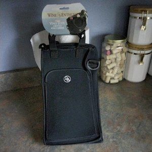 Wine Enthusiast Vino Tote, Black, 2- bottle